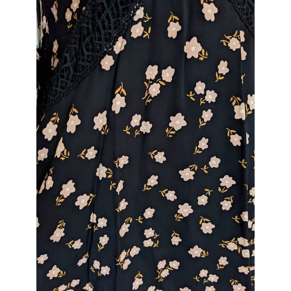 Self Portrait Twist Front Ditsy Mini Dress Floral Black Long Sleeve Size 8 BNWT - Picture 8 of 10